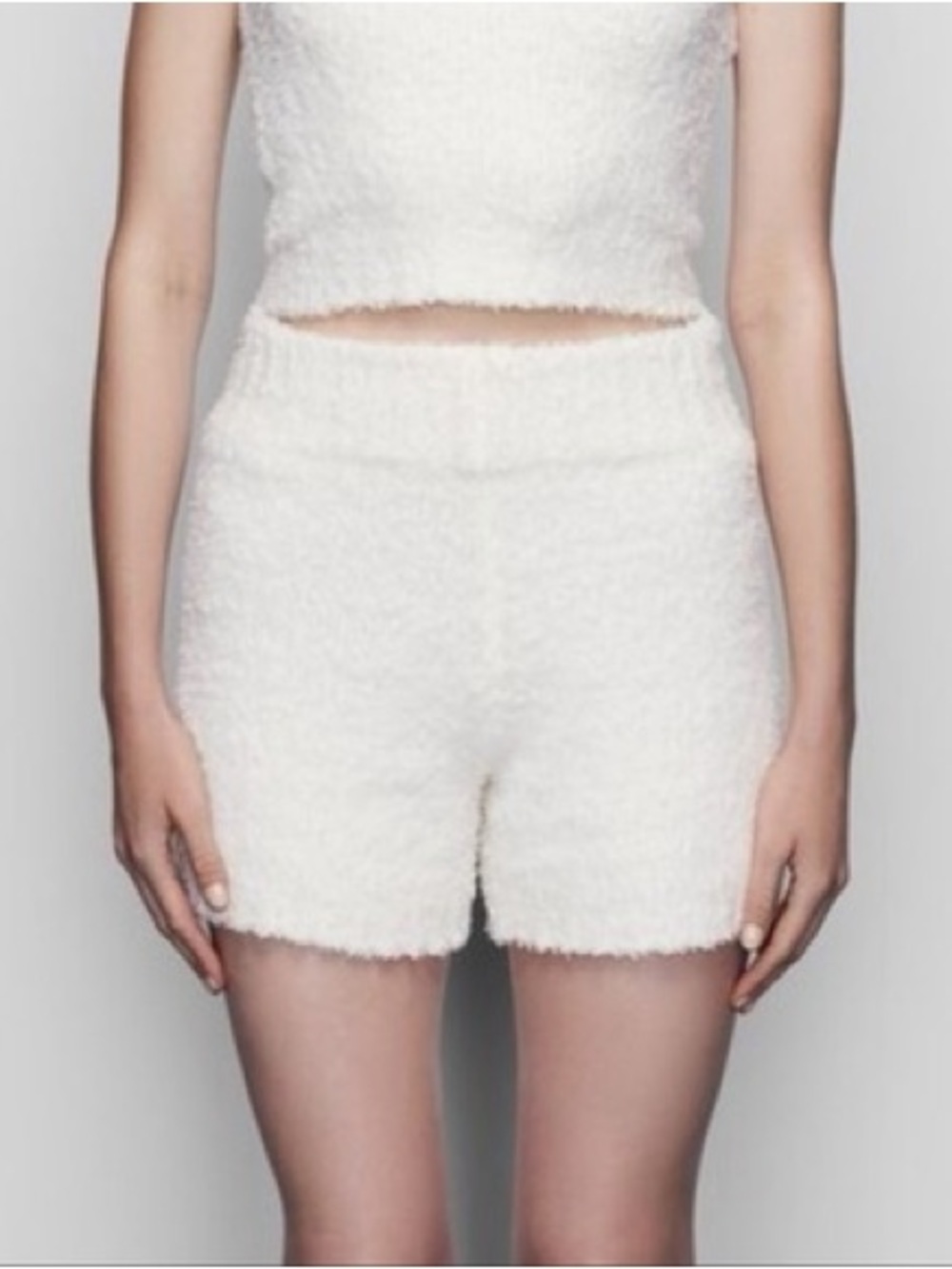 Skims Cozy Fuzzy Teddy Bear Cozy Shorts White S/M